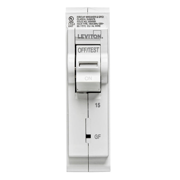 Leviton 1-Pole 15A 120V GFCI Plug-On Circuit Breaker, Model LB115-003
