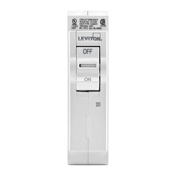 Leviton 1-Pole 20A 120V Standard Plug-On Circuit Breaker, Model LB120-000