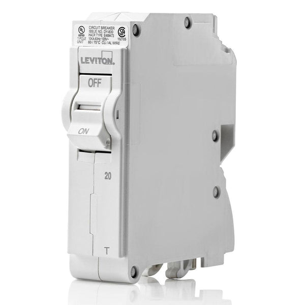 Leviton 1-Pole 20A 120V Standard Thermal Magnetic Breaker, Model LB120-T