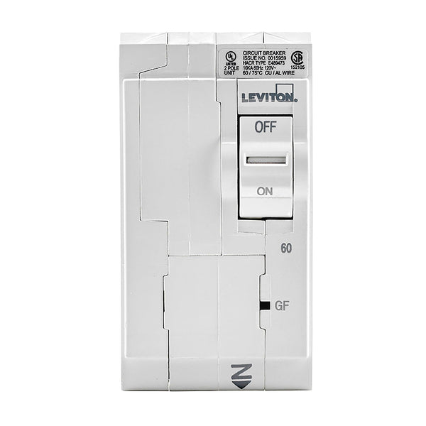 Leviton 2-Pole 60A 120/240V GFCI Plug-On Circuit Breaker, Model LB260-003*