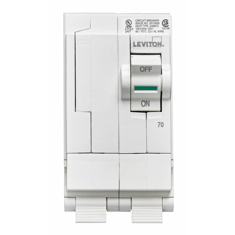 Leviton 2-Pole 70A 120/240V Standard Plug-On Circuit Breaker, Model LB270-000*