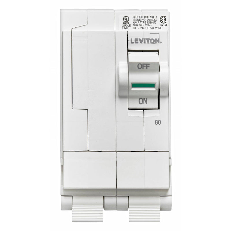 Leviton 2-Pole 80A 120/240V Standard Plug-On Circuit Breaker, Model LB280-000*