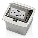 Leviton Pop-Up Floor Box Receptacle with Combo Dual Type A USB Charger & Outlet (Brushed Nickel) Model PFUS1-002