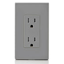 Leviton T5325-GY, 15 Amp 125 Volt, Tamper Resistant, Decora Duplex Receptacle, Straight Blade, Grounding, Grey