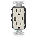 Leviton Type-A & Type-C USB Charger with 15A Tamper-Resistant Receptacle (Light Almond) Model T5633*