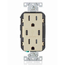 Leviton Type-C Dual USB Charger with 15A Tamper-Resistant Receptacle (Ivory) Model T5635*