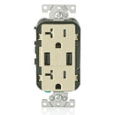 Leviton Type-A Dual USB Charger with 20A Tamper-Resistant Receptacle (Ivory) Model T5832*