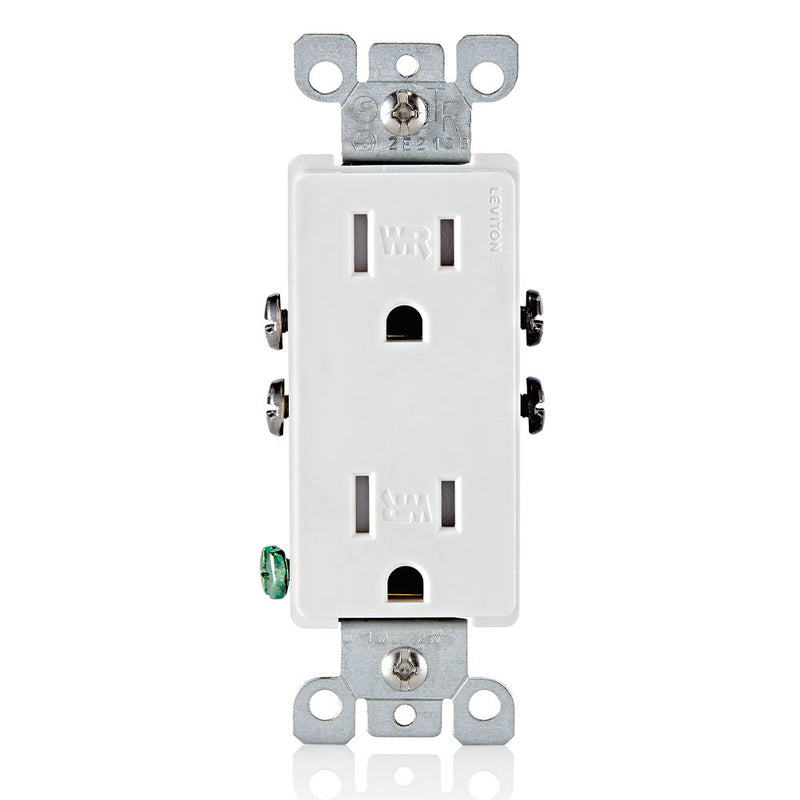 Leviton 15A Weather and Tamper Resistant Decora Receptacle in White, Model W5325-W*