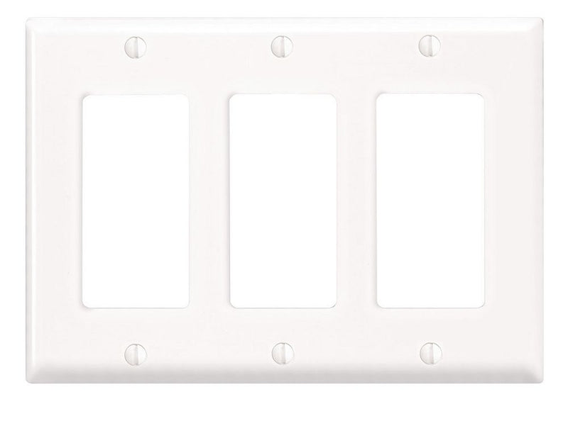 Leviton PJ263-W 3 -Gang Decora Wall Plate, White