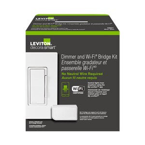 Leviton Decora Smart No-Neutral Kit Dimmer & Wi-Fi Bridge Retrofit for Homes without Neutral Wire, in White, Model DNKIT-W